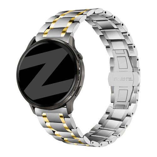 Bandz Garmin Venu stalen schakel band 'Deluxe' (zilver/goud)