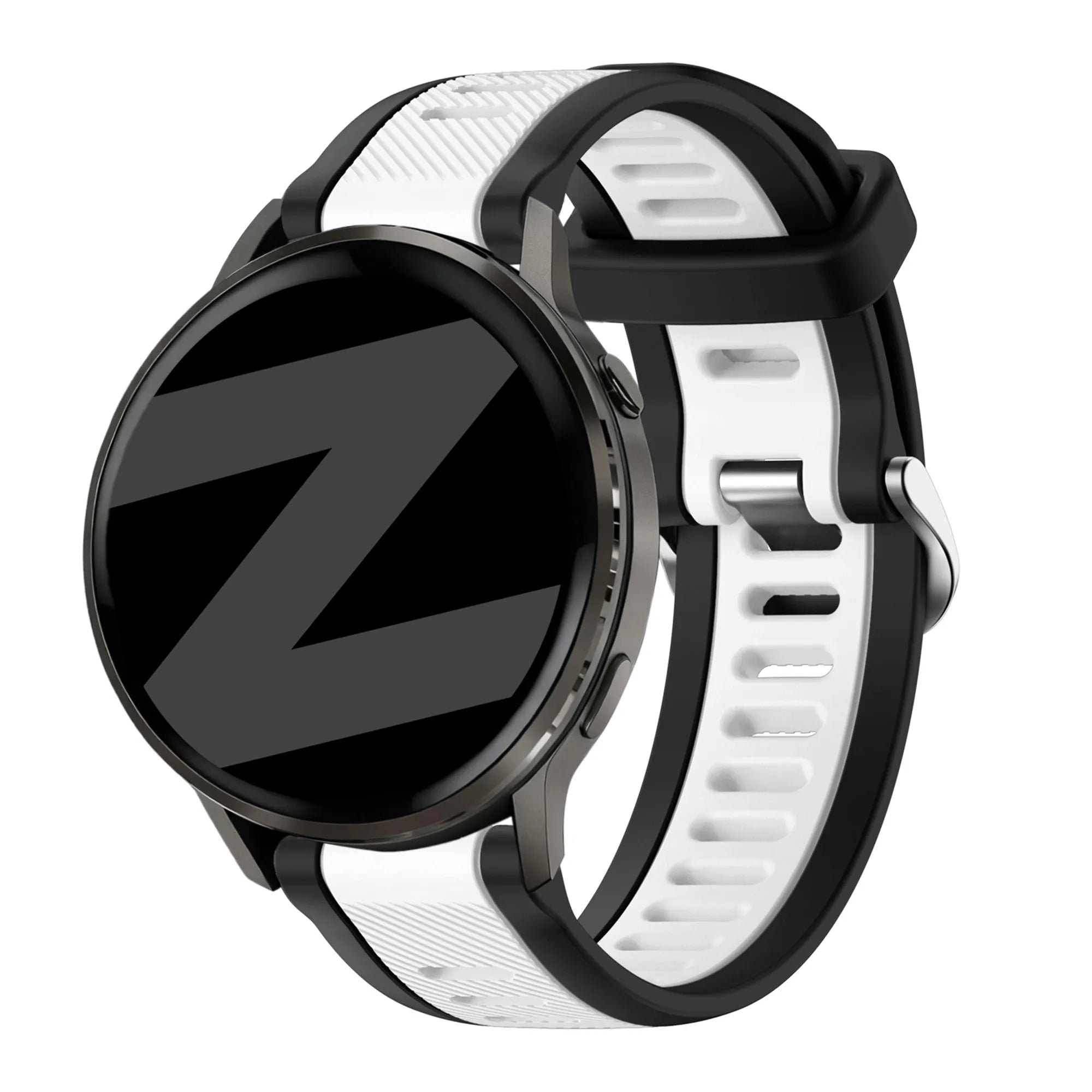 Bandz Garmin Forerunner 570 - 42mm dual sport band met gesp (zwart/wit)
