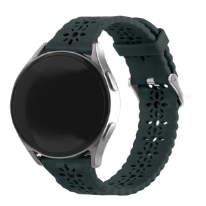 Patterned Silicone Strap, viridian, on a watch, 3/4 front view