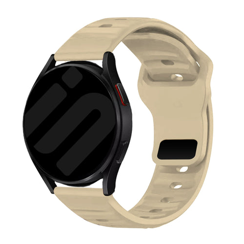 Outdoor Silicone Strap, beige, on a watch, 3/4 front view