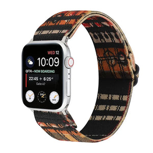 Nylon Elastic Strap, black, on a watch, 3/4 front view