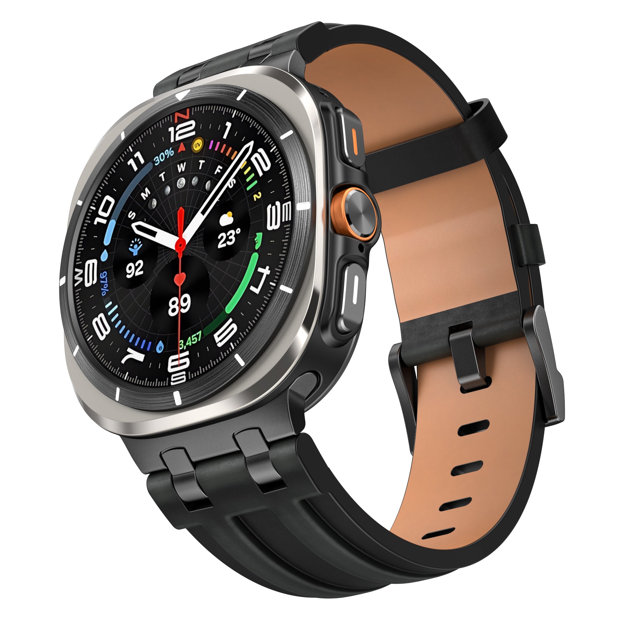 Samsung Galaxy Watch Ultra 2 solide lederen band (zwart)