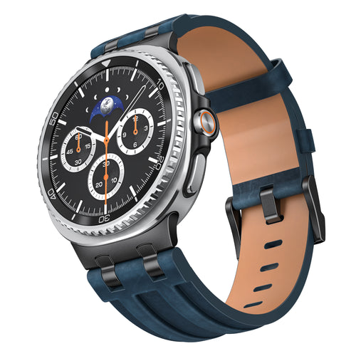 Samsung Galaxy Watch 8 - 44mm solide lederen band (donkerblauw)
