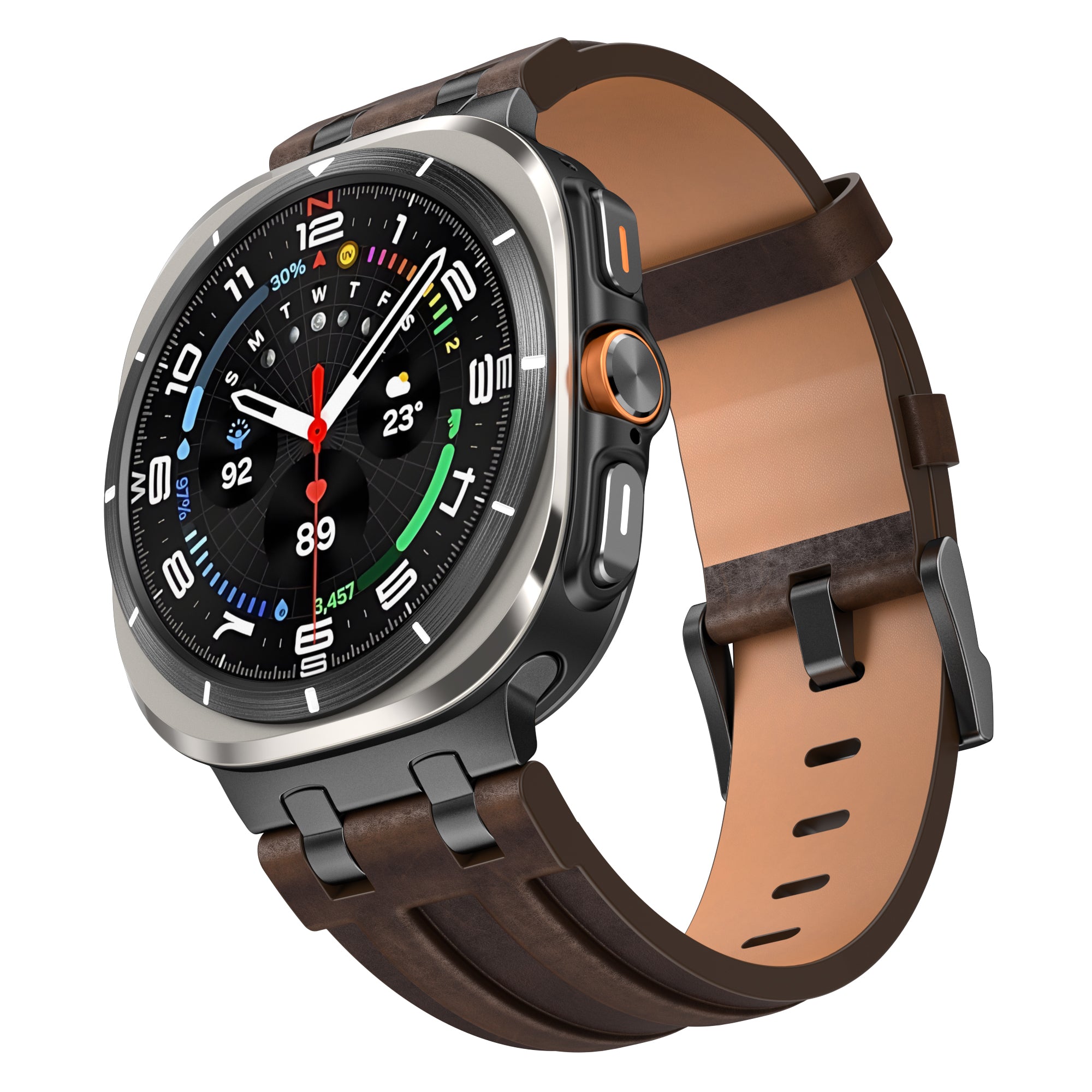 Samsung Galaxy Watch Ultra solide lederen band (koffiebruin)