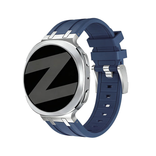 Bandz Samsung Galaxy Watch 8 Classic siliconen band 'Luxe Liquid' (donkerblauw)