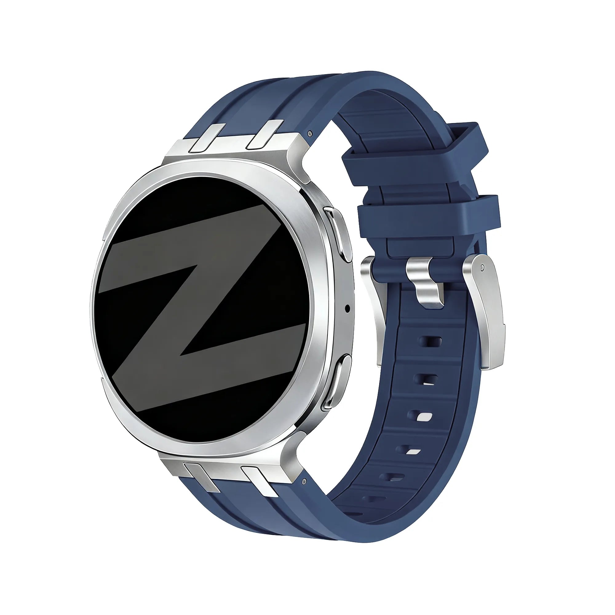 Bandz Samsung Galaxy Watch 8 Classic siliconen band 'Luxe Liquid' (donkerblauw)