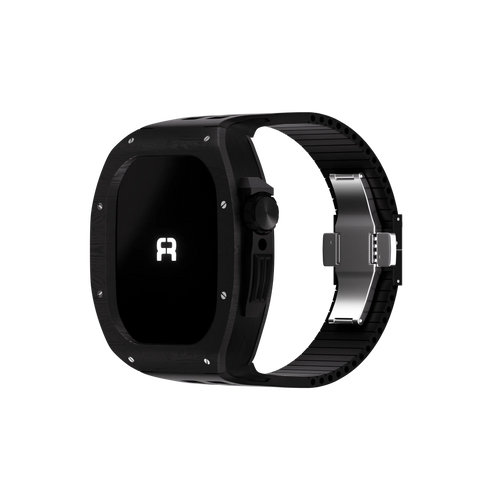 Reqior Apple Watch 45mm polymer case met rubberen band (carbon zwart)