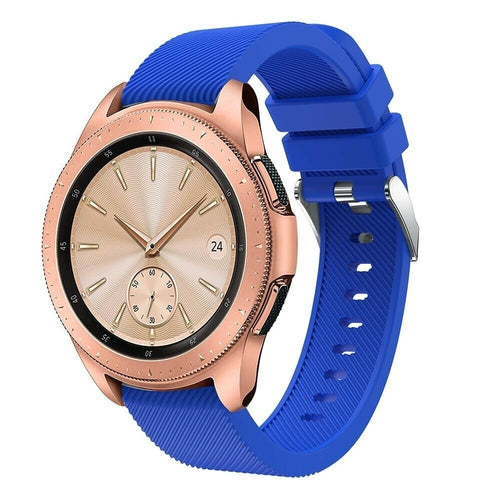Twill Silicone Strap, blue, on a watch, 3/4 front view