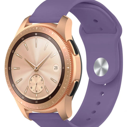 Silicone Sport Strap, lilac, on a watch, 3/4 front view