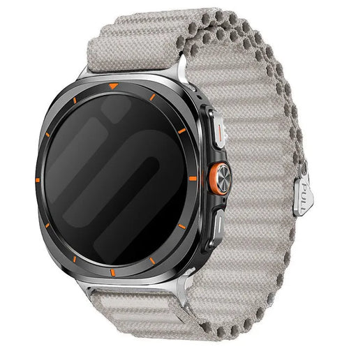 Outdoor Nylon Strap, white, on a watch, 3/4 front view