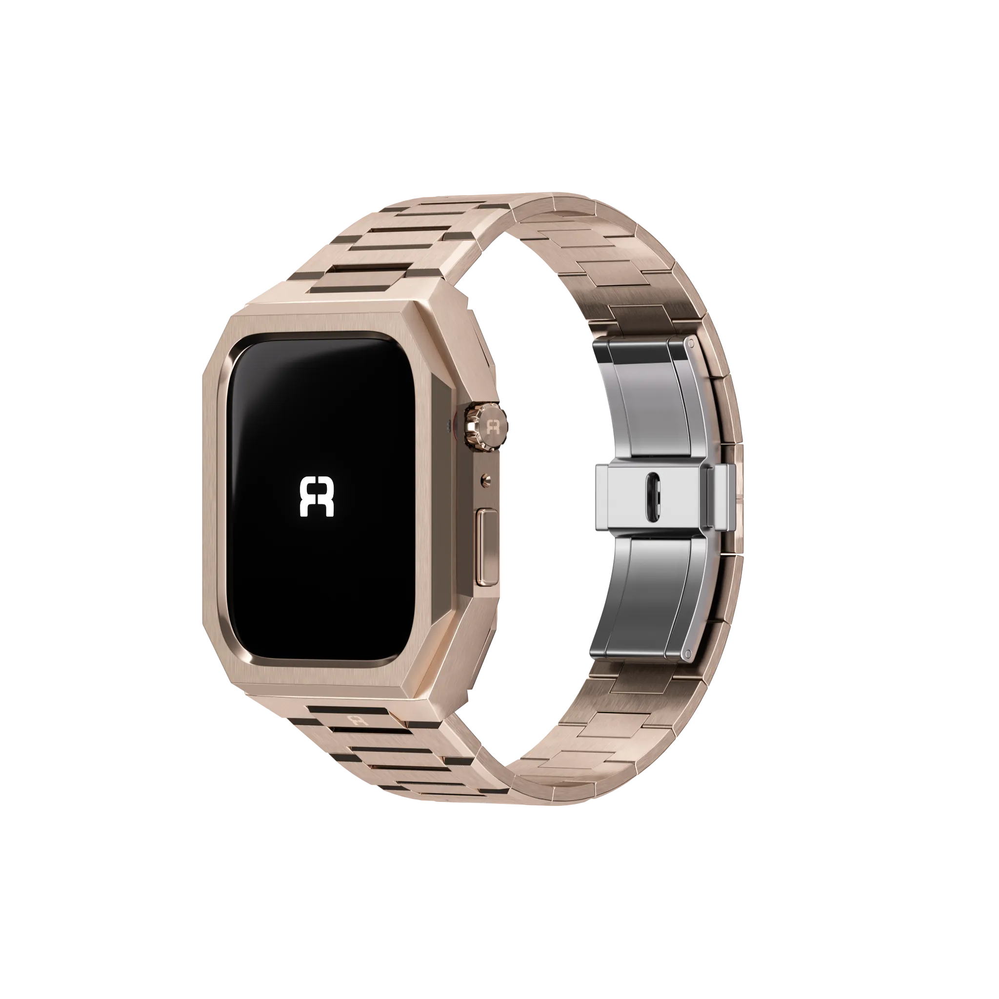 Reqior Apple Watch 45mm Case with Steel Strap 'Nautilus' (Rose Gold)