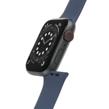 Otterbox Silicone Strap, dark blue, on a watch, 3/4 front view