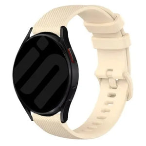 Premium Silicone Strap, beige, on a watch, 3/4 front view
