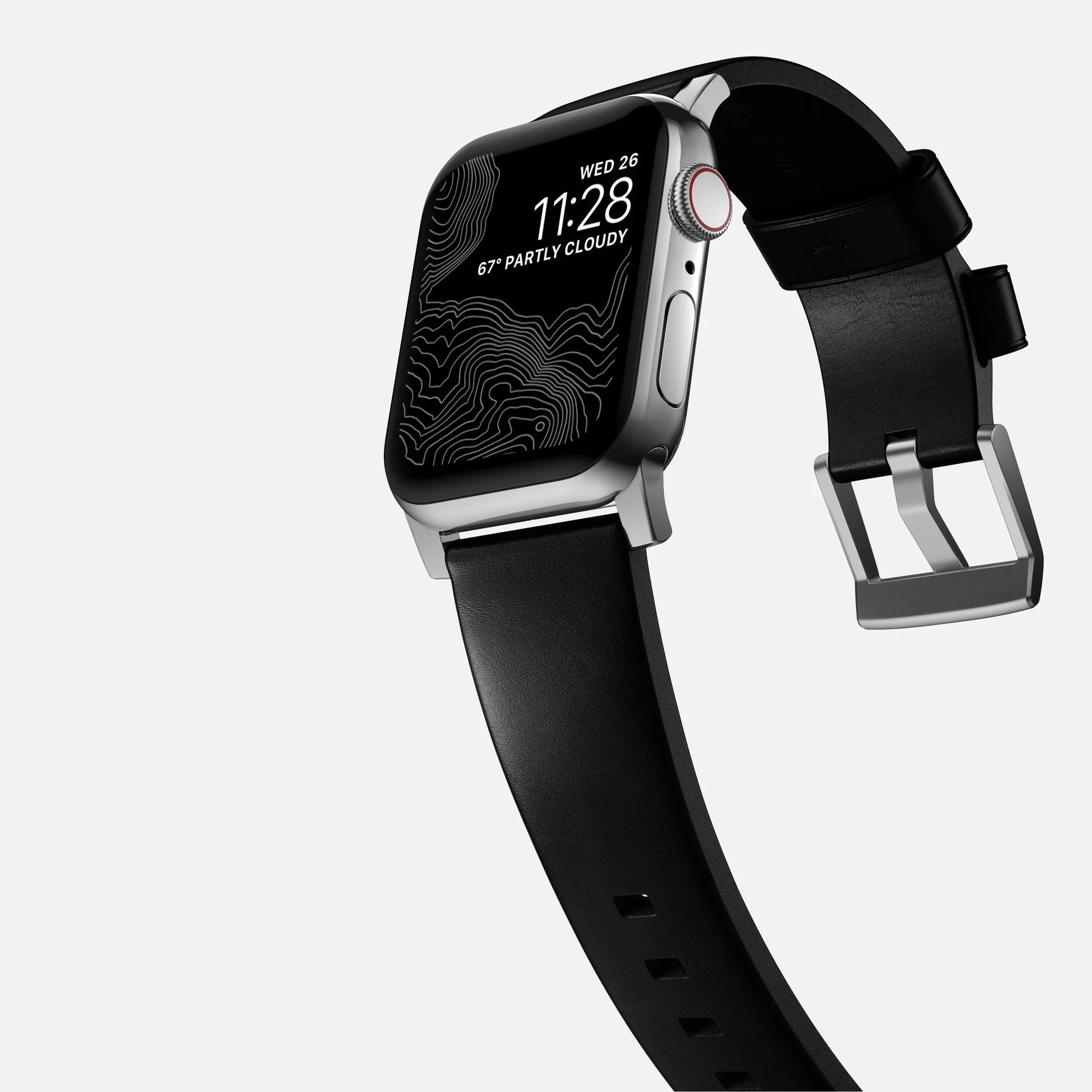 Nomad Modern Apple Watch leren bandje (zwart/zilver)