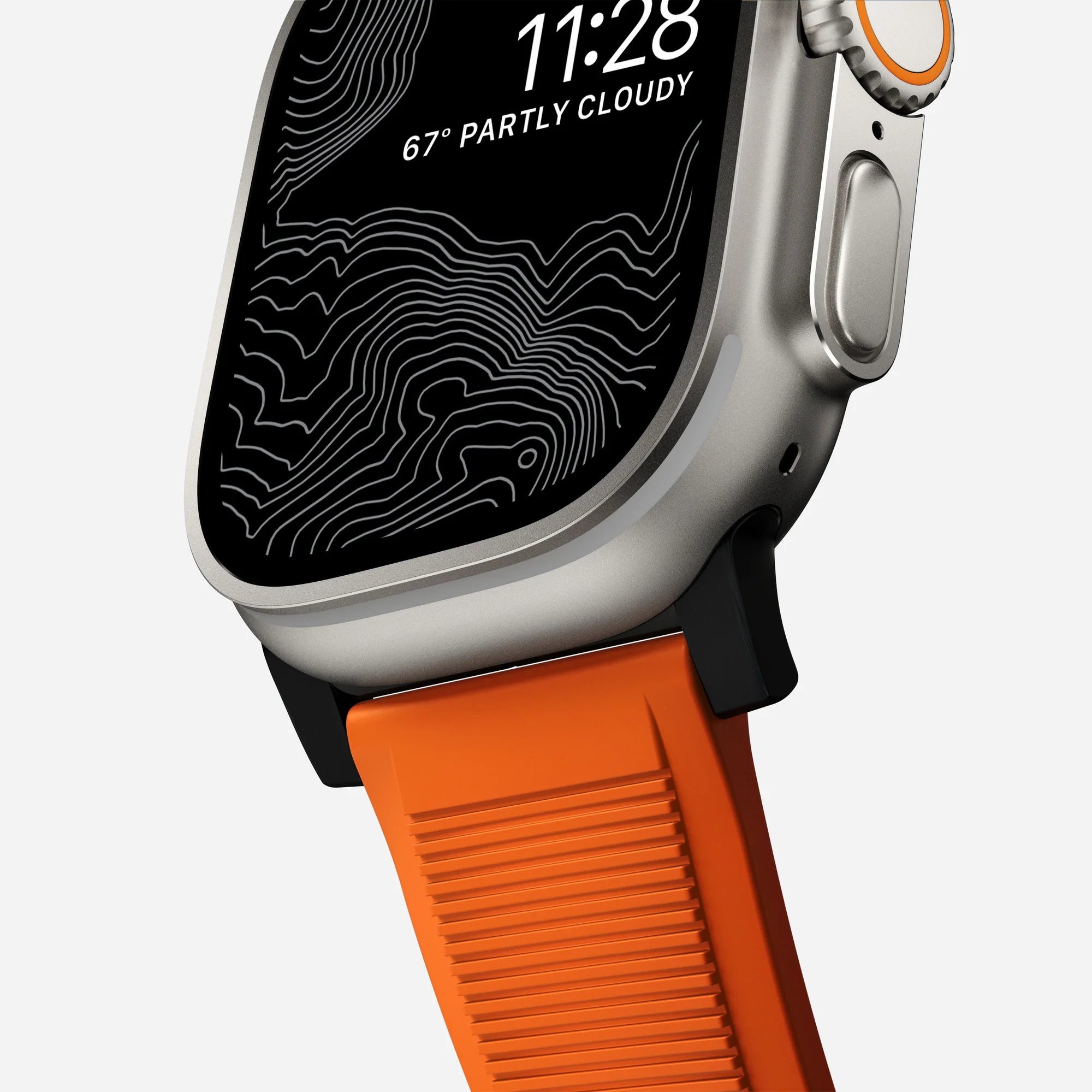 Nomad Rugged Apple Watch siliconen bandje (zwart/ultra orange)