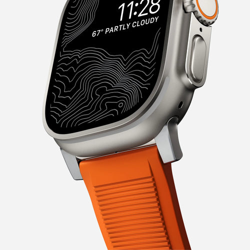 Nomad Rugged Apple Watch siliconen bandje zilver/ultra orange)