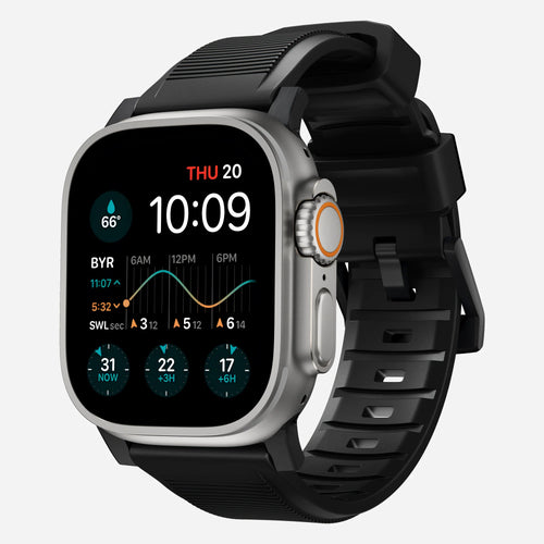 Nomad Rugged Apple Watch siliconen bandje (zwart) / zilver
