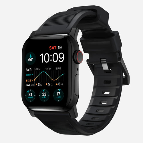 Nomad Rugged Apple Watch siliconen bandje (zwart) / zilver