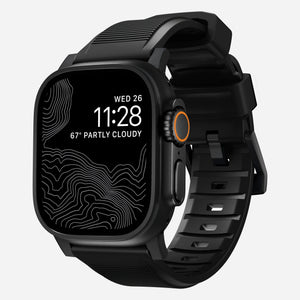 Nomad Rugged Apple Watch siliconen bandje (zwart) / zilver