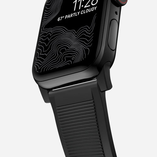 Nomad Rugged Apple Watch siliconen bandje (zwart) / zilver