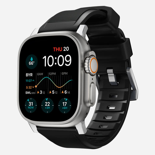 Nomad Rugged Apple Watch siliconen bandje (zwart/zilver)