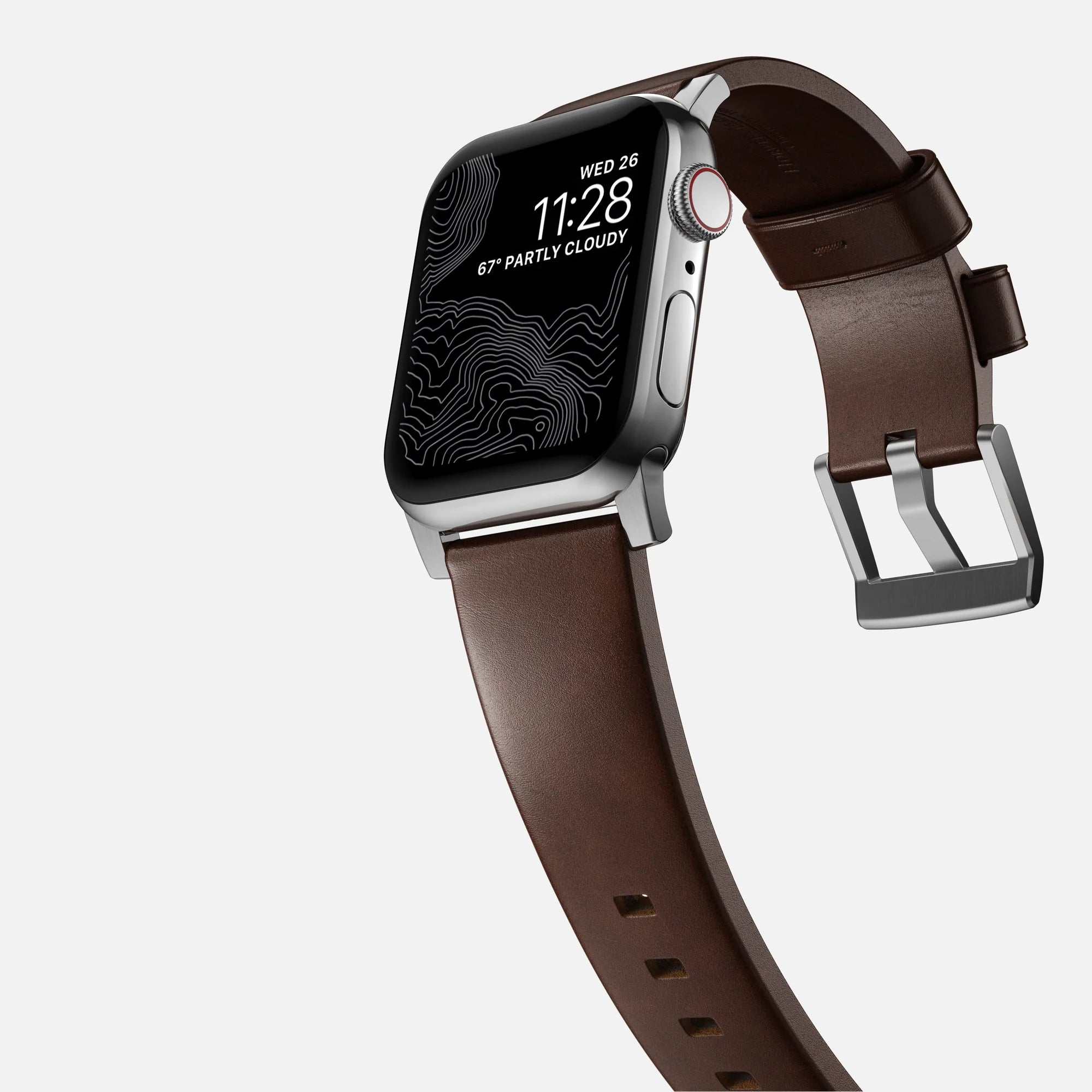 Nomad Modern Apple Watch leren bandje (bruin/zilver)
