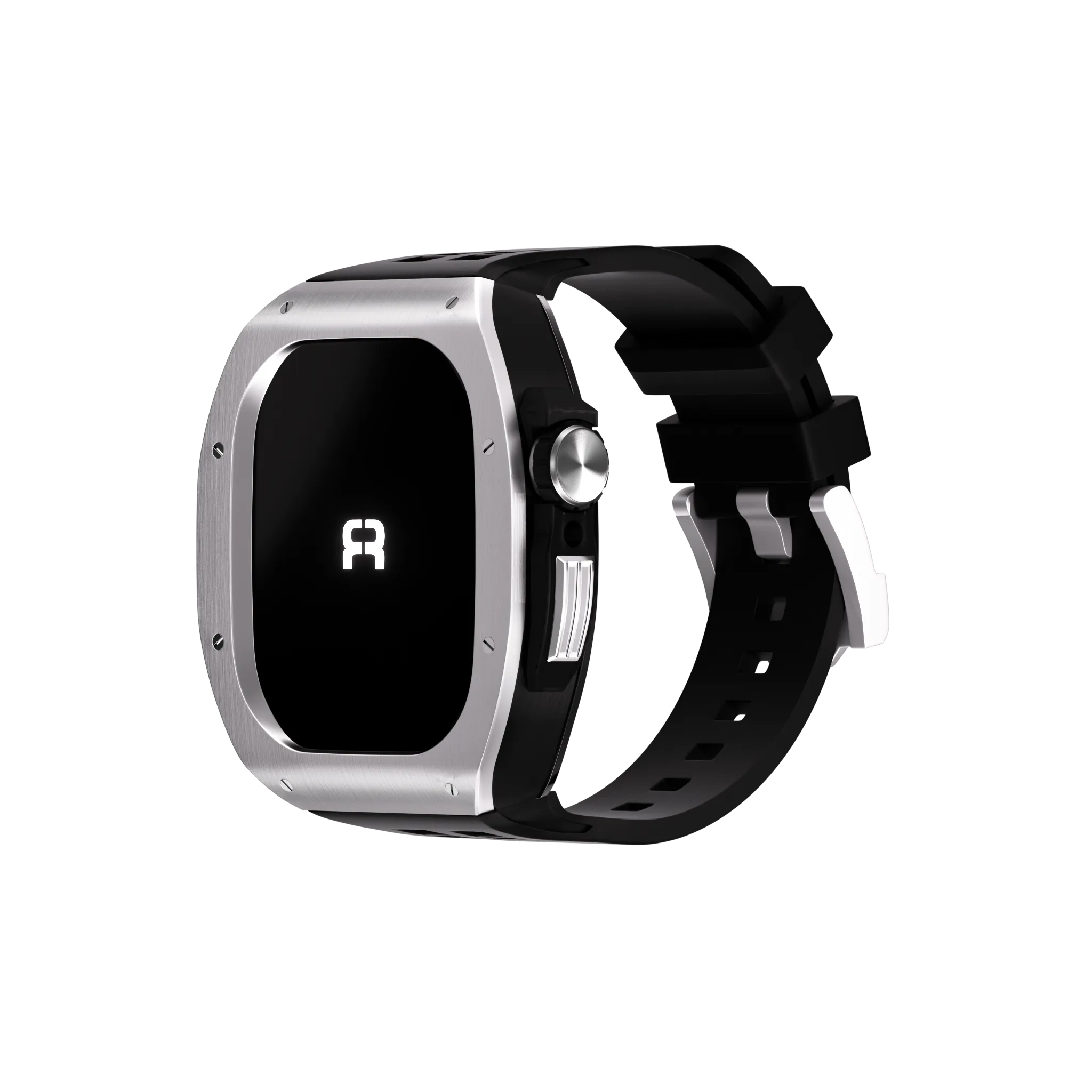 Reqior Apple Watch 45mm polymer en metalen case met rubberen band (zilver)