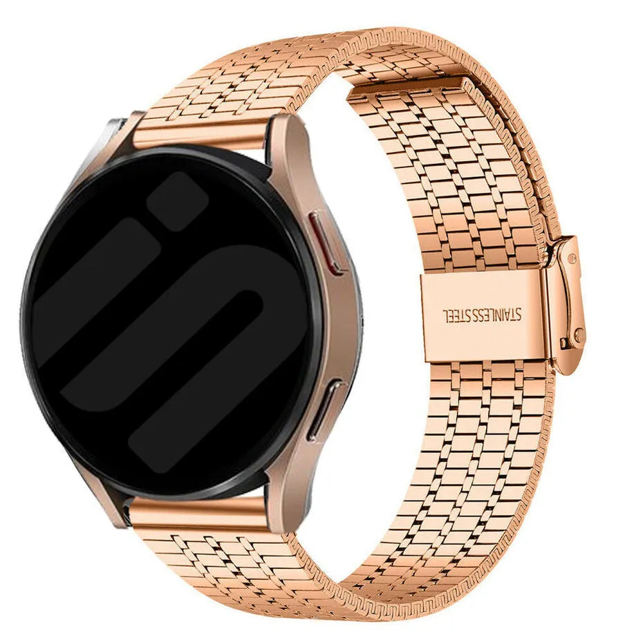 Fine Steel Strap, rose gold, on a watch, 3/4 front view
