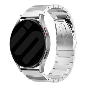 Premium Metal Strap, silver, on a watch, 3/4 front view