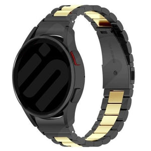 Steel Strap, black/gold, on a watch, 3/4 front view