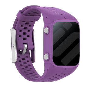 Silicone Strap, purple, on a watch, 3/4 front view
