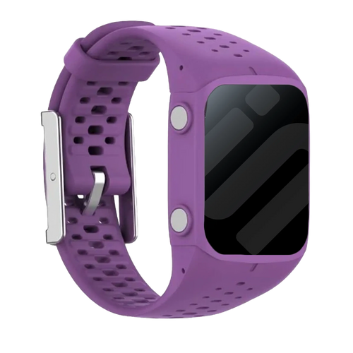 Silicone Strap, purple, on a watch, 3/4 front view
