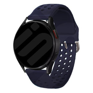 Breathable Silicone Strap, dark blue, on a watch, 3/4 front view