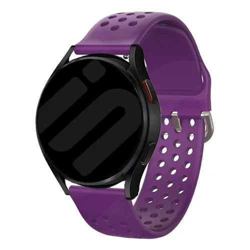Breathable Silicone Strap, purple, on a watch, 3/4 front view