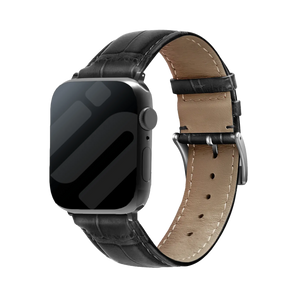 Apple Watch leather crocodile grain band (zwart)