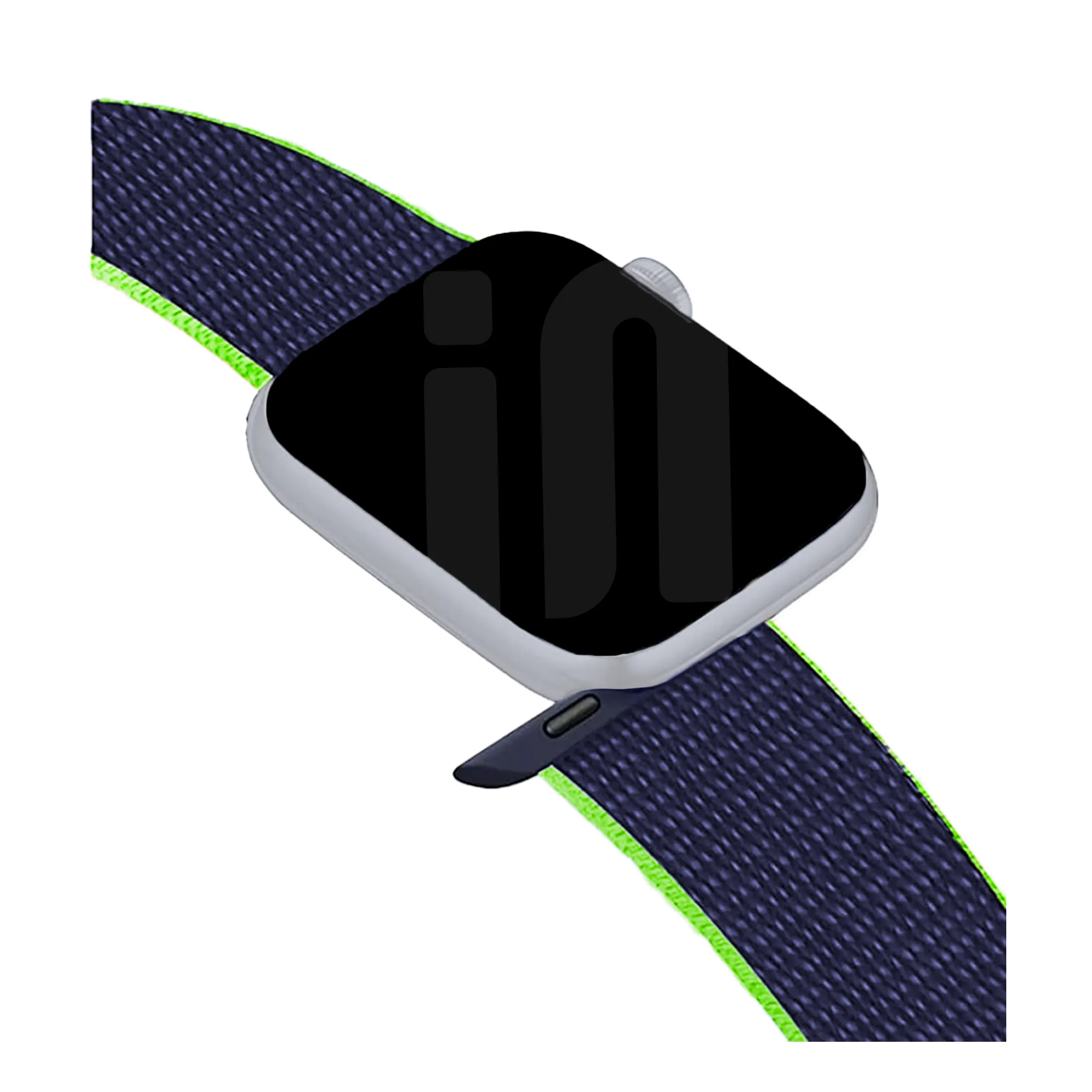 Apple Watch Nylon Loop Strap (Dark Blue/Lime)