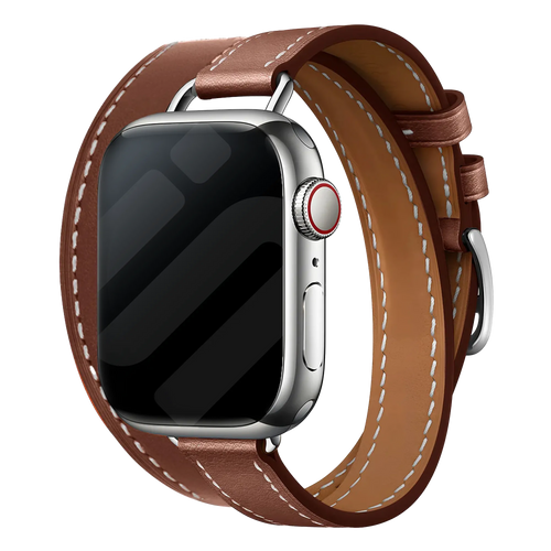 Apple Watch leren double tour band (bruin)