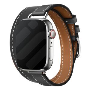 Apple Watch leren double tour band (zwart)