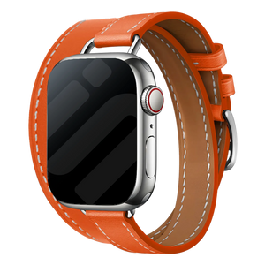 Apple Watch leren double tour band (oranje)