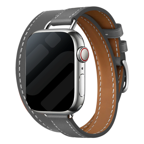 Apple Watch Leather Double Tour Strap (Grey)