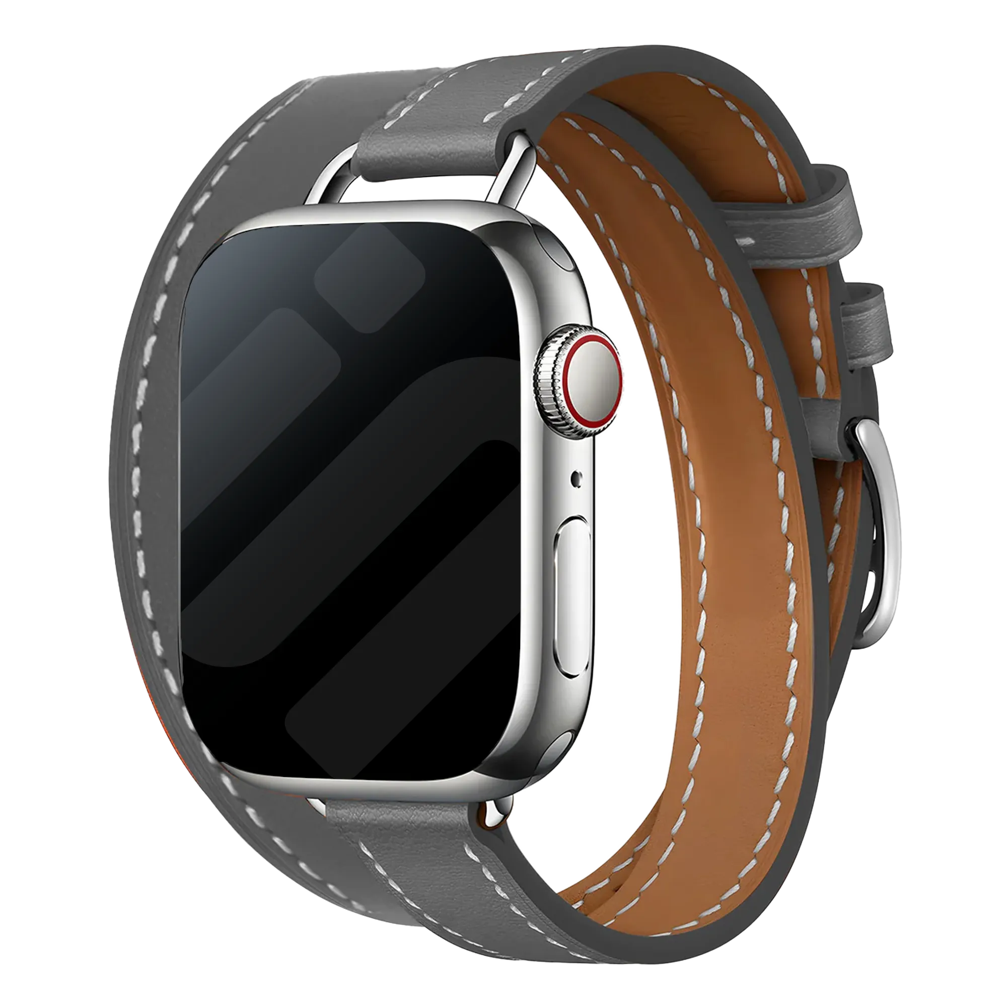 Apple Watch Leather Double Tour Strap (Grey)
