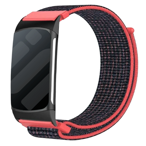 Fitbit Charge 5 nylon bandje (koraal/zwart)