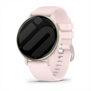 Silicone Classic Strap, pink, on a watch, 3/4 front view