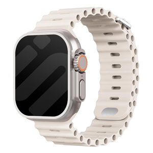 Silicone Ocean Strap with Snap Closure, starlight, on a watch, 3/4 front view