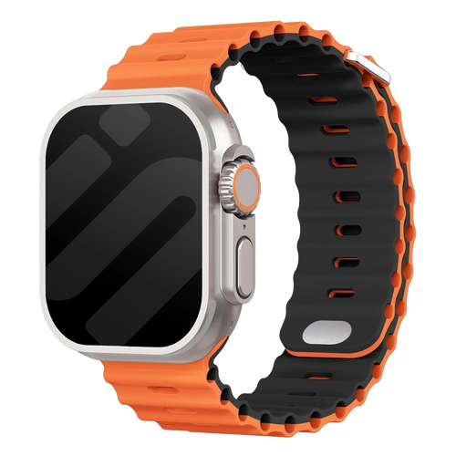 Apple Watch Ocean bandje met druksluiting (oranje/zwart)