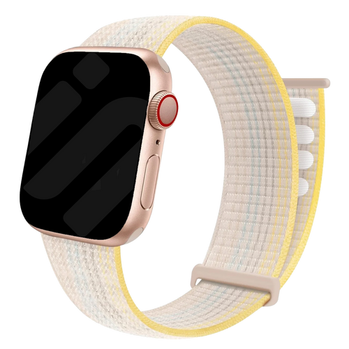 Nylon Loop Strap, starlight mix, on a watch, 3/4 front view
