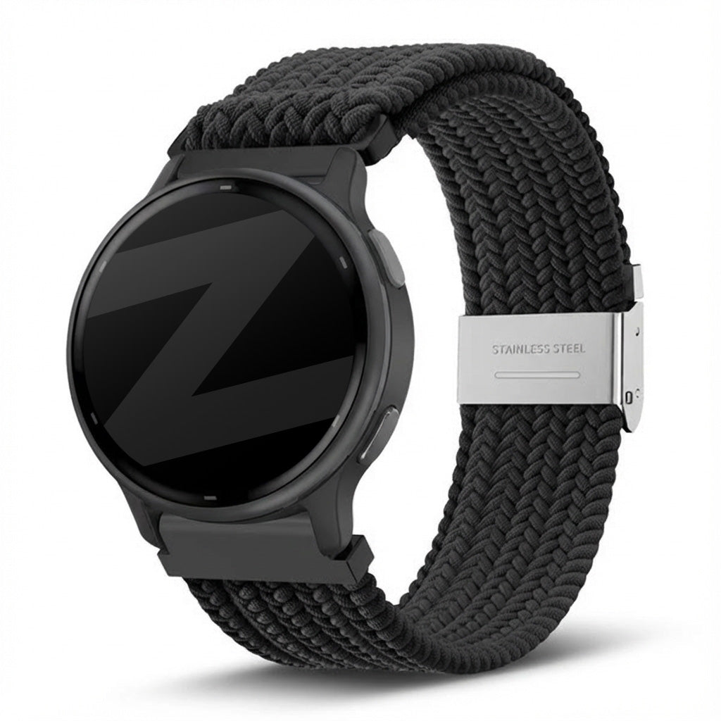 Bandz Garmin Vivoactive 5 gevlochten nylon band (zwart)