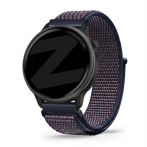 Nylon Loop Strap, indigo, on a watch, 3/4 front view
