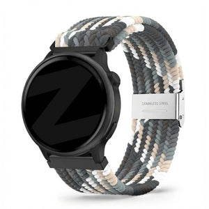 Woven Nylon Strap, slate, on a watch, 3/4 front view