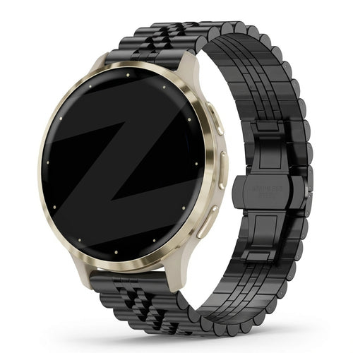 Steel Strap 'Jubilee', black, on a watch, 3/4 front view